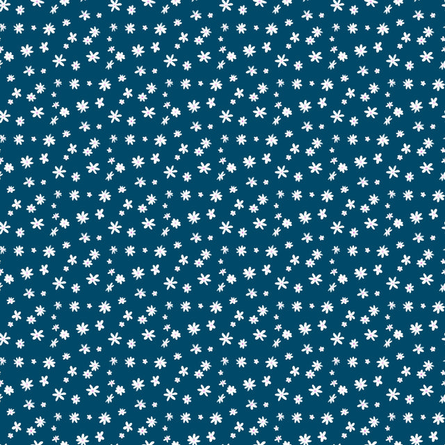 Ditsy White Flowers — Deep blue