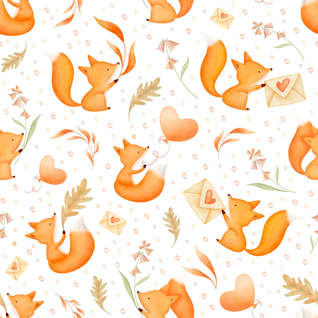 Cute watercolor baby foxes playtime for boy nursery on white — white