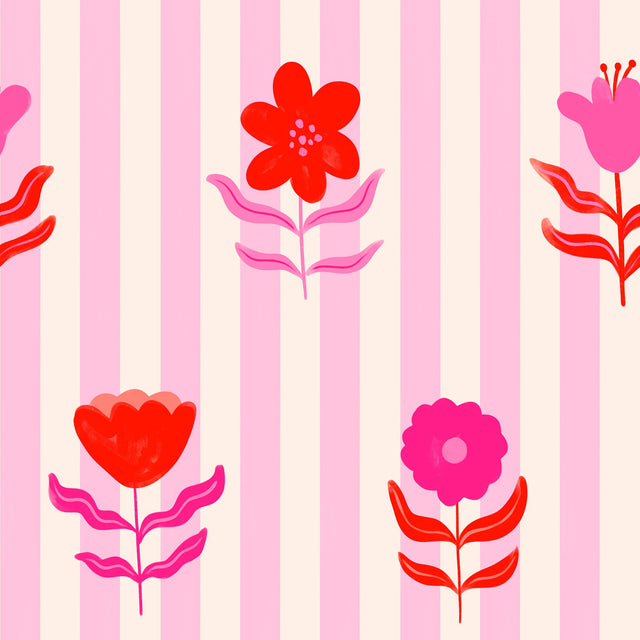 Preppy Florals and Stripes — Cream