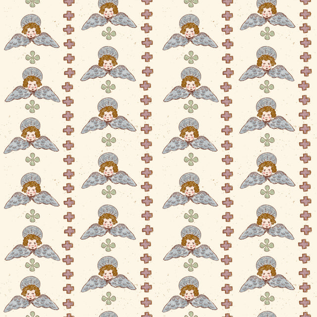 Blue pink on white cream