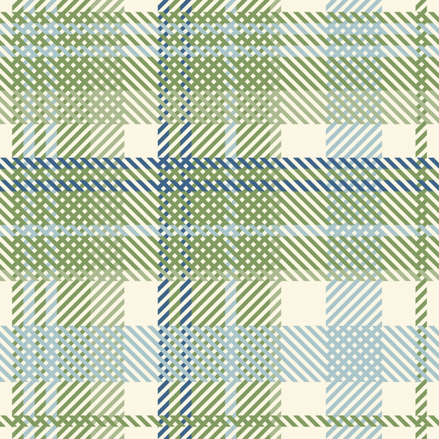 Green, blue and off-white