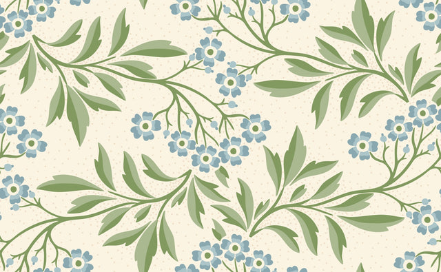 Blue and Green on Off-white