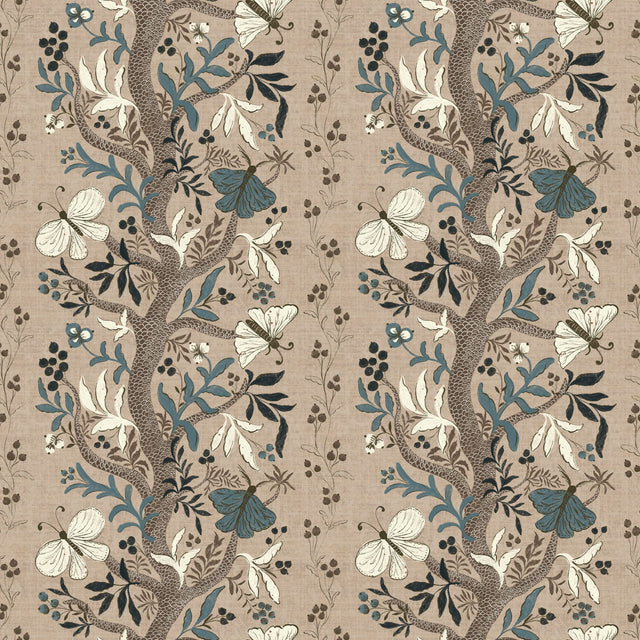Butterfly garden — Brown and white on beige