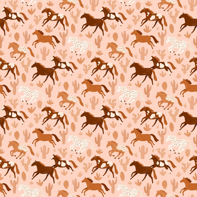 Wild horses in Desert — Peach